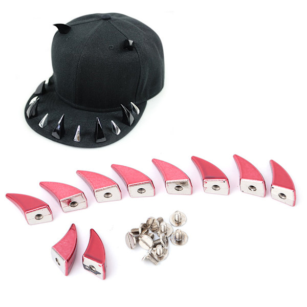 10 st DIY Färgglada Legering Spikar Punk Nitar Kulstift för Kläder Hatt Dekoration (Röd)