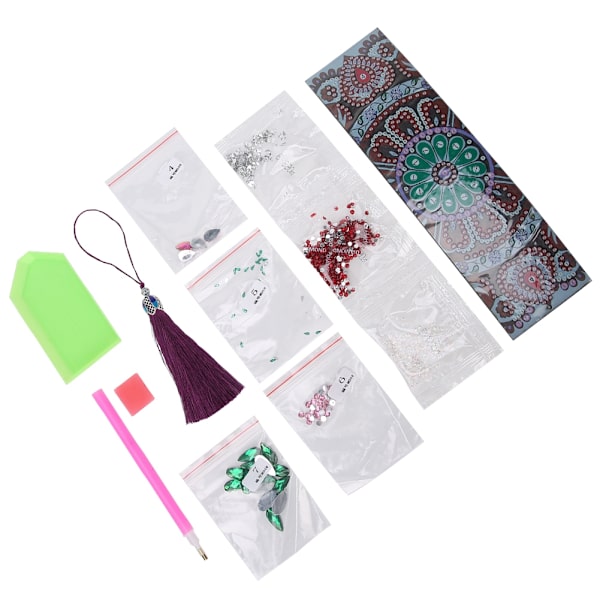 DIY Tassel Bokmärke Specialformad Diamantmålning Läder Sida Markering Broderi Hantverk Present