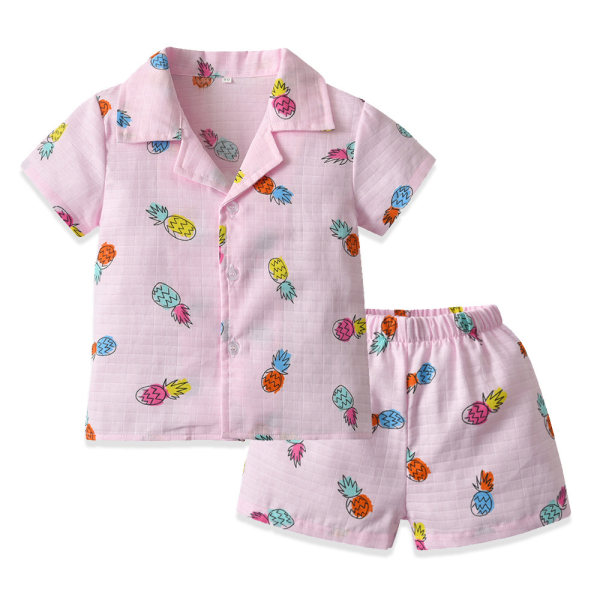 Toddler Baby Tecknadt print Sovkläder, M (Rosa ananas)