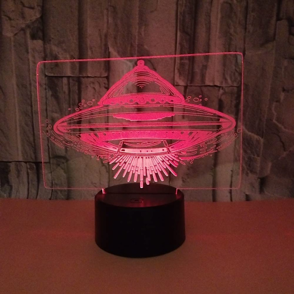 3D nattlampa Nytt UFO Flygande tefat 3D Ljus UFO Färgglad T