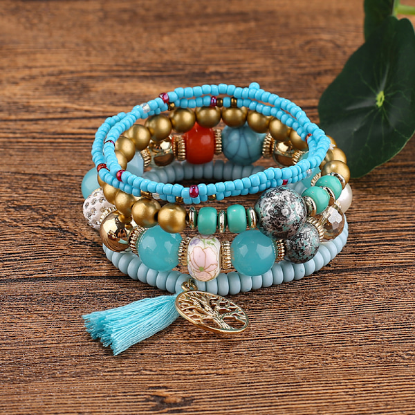 1PCS Bohemian Armband med Livets Träd Tofs Hänge Brac