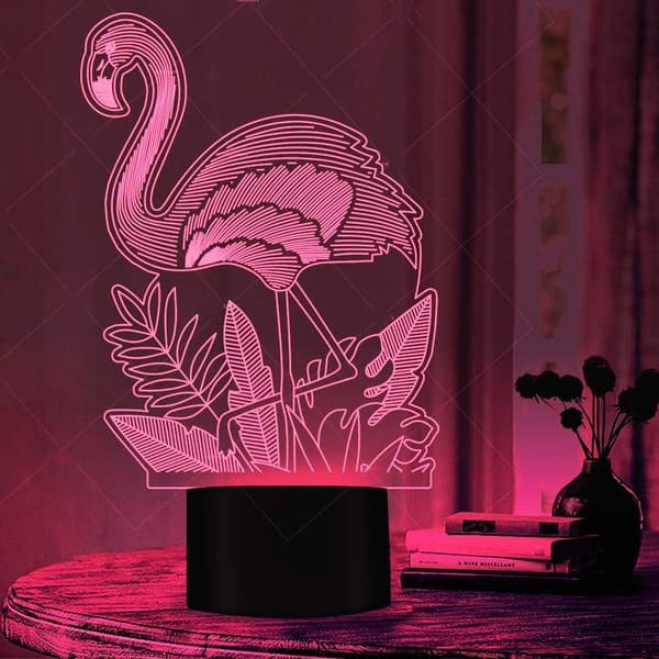 Optisk illusjon 3D Flamingo Nattlys USB-drevet Touch S