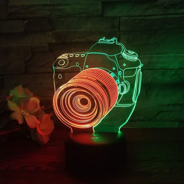 Kamera Nattlys LED 3D Illusjon USB Fjernkontroll Lampe C
