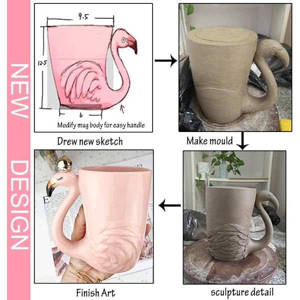16 oz Søt Rosa Kaffekopp Keramisk Flamingo Gave Unike Kopper Morsdagsgave til Kvinner Hennes Bestemor Pen Kopp Morsom Kaffekopp Funky Xm
