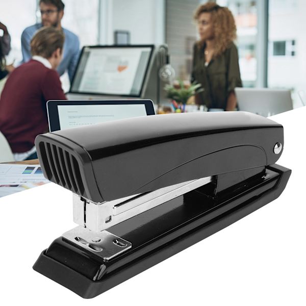20 ark häftapparat metallbok papper häftmaskin kontorsmaterial för 26/6 24/6 spikar (svart)