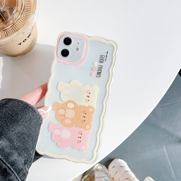 Kompatibel med iPhone 12 Skal Transparent Söta Tre Björnar