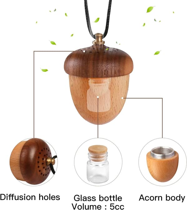 Søt tre-eikenøtt bildiffuser – Hengende aromaterapi luftfrisker, gave til kvinner/menn (jul, bursdag)