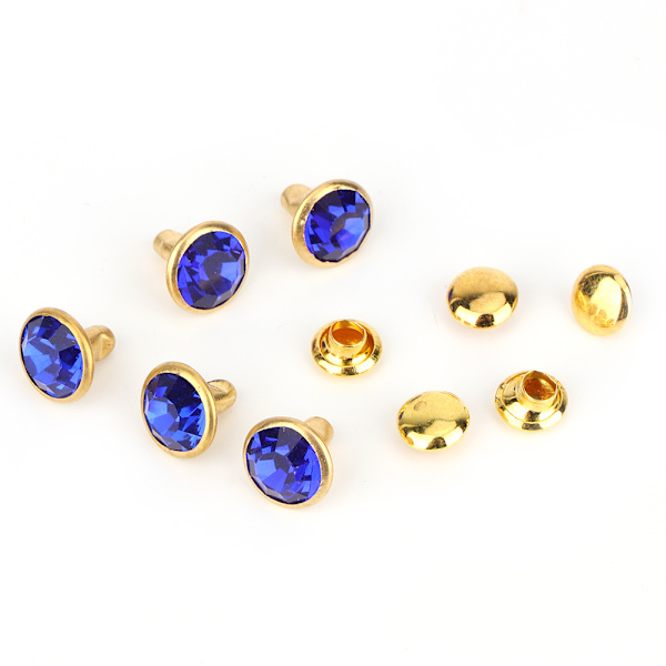 10 stk fargerike Rhinestone nagler Cap Stud for Diy Craft Decoration (blå krystall)