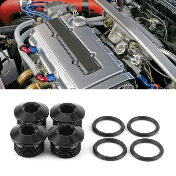 6AN Han Socket med Hex Hoved og ORing Kit ORB Port Prop Aluminium Legering Sort Anodiseret