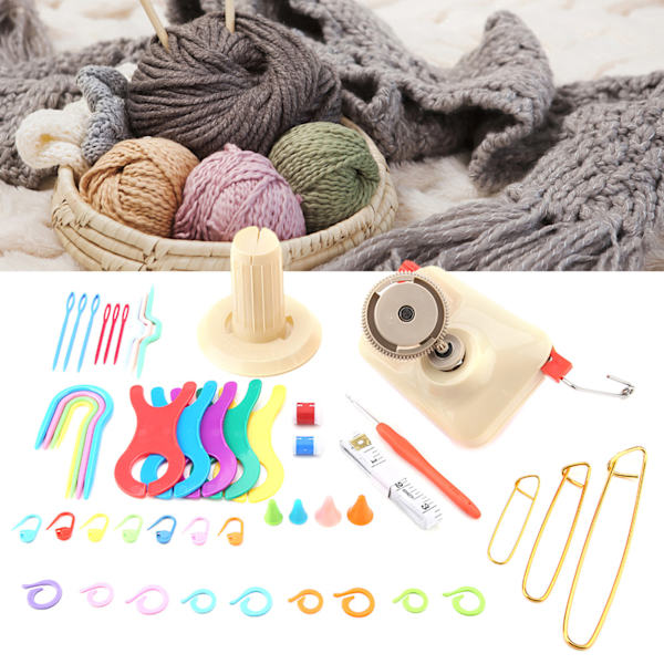Stickningsull Garnvinda Kit med Garnvinda Stift Räknare Tum Meter Vävverktyg Set