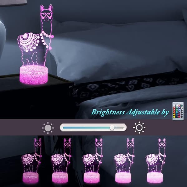 Lama Natlampe, 3D Alpaca Illusionslamper Børn LED Des