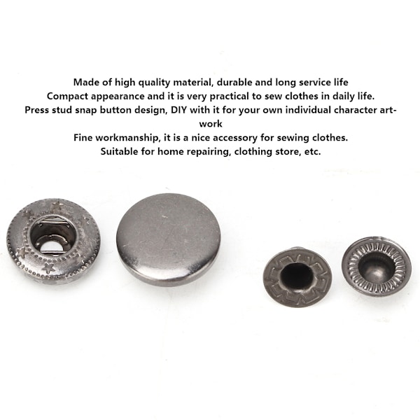 10 stk 15mm Metall Trykknapp Snap Button Feste Klær Tilbehør #3