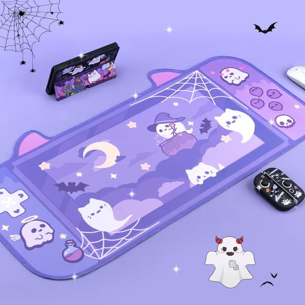 Halloween Devil Ghost Gaming Musematte, Stor Vanntett Skrivebordsmatte med Sklisikker Gummibase for Kontor og Gaming