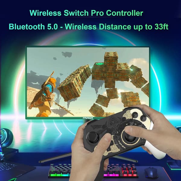 Switch Controllers Trådløs Kompatibel med Switch/Lite/OLED, med 1300mAh Batteri, Controller til Switch med 6-Akser Bevægelse, Vibration, Wake Up Funktion
