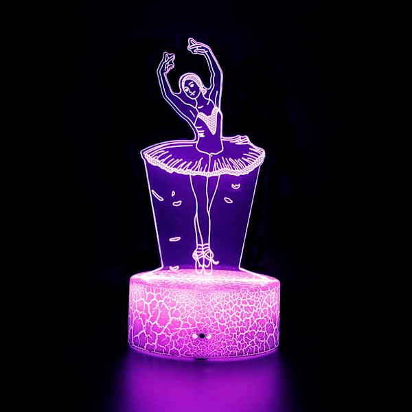 Söt balett ballerina 3D LED optisk illusion sömn nattlampa