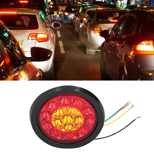 12-24V 16LED Rund Baglygte Rød Gul Lysfarve Blinklys til Trailer Lastbiler Caravan RV