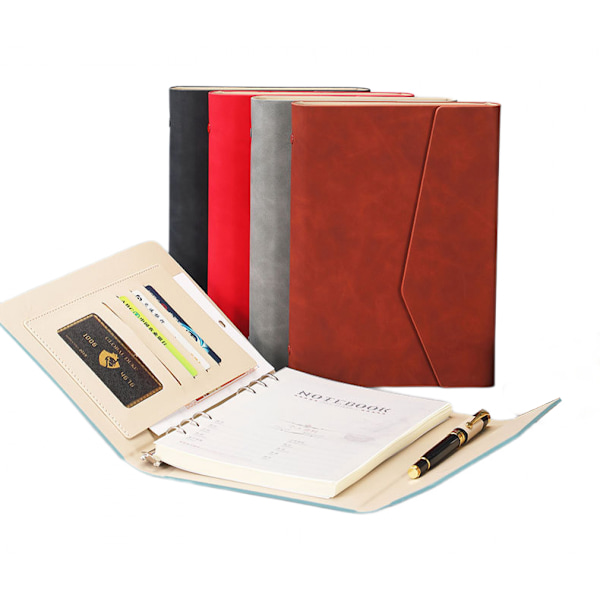 Tri-Fold Metal Buckle Loose-Leaf Notebook Business Office T