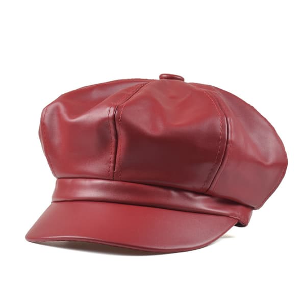 8-panel Newsboy-kasketter til kvinder, PU-læder Cabbie Painter H