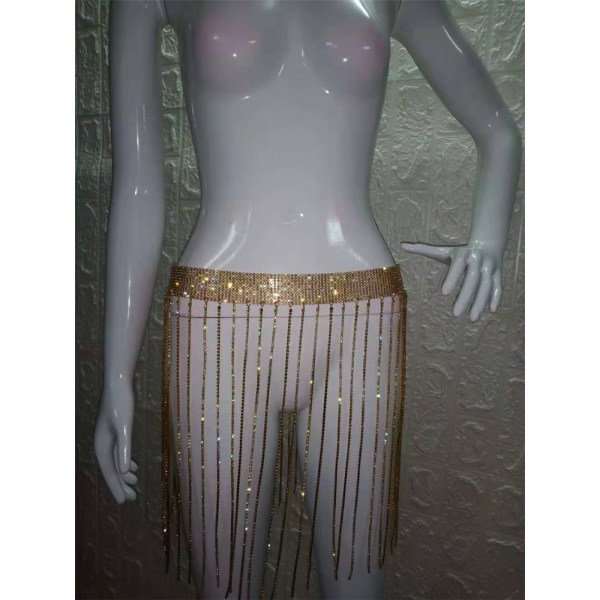 Victray Kristallkroppskedjekjol Rhinestone Midjekedjor Nig