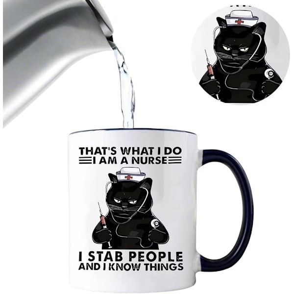 Jeg er en Sygeplejerske Knap 11 Ounce, Sjov Sygeplejerske Kaffe Knap, Sød Kat Nyhed Gaver til Sygeplejerske Kvinder Pige Kat Elsker, Personlig Keramik Te Kop til Kaffe, Te Style 7