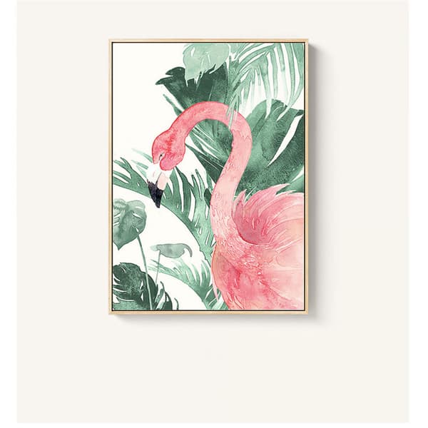 Flamingos i naturen Väggkonst Canvas Tryck Affisch, Enkel Mode Akvarellkonst