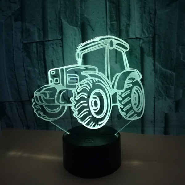 Traktor 3D nattlampa med fjärrkontroll och touch-kontroll, flera