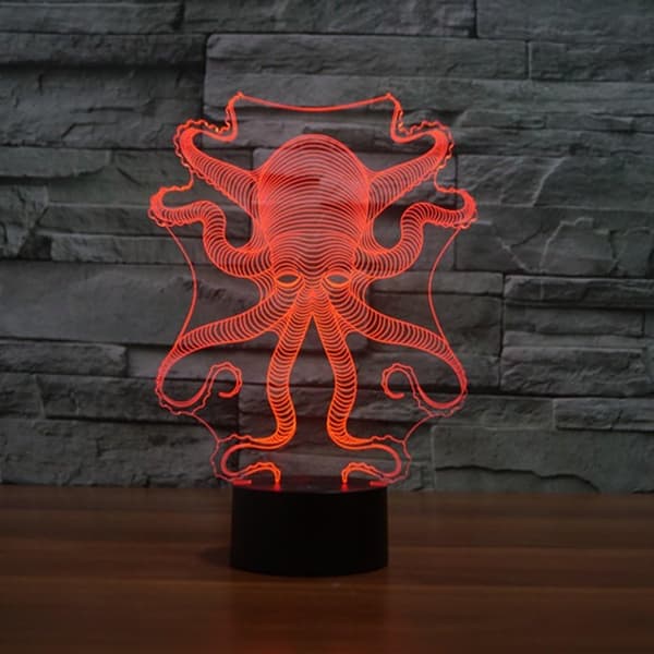 3D Octopus Nattlampa USB-driven Fjärrkontroll Touch Swit