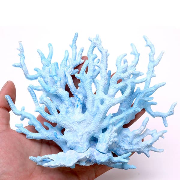 Kunstig akvariekorallpynt for akvarielandskapsdekorasjon, 6,7”x5,5”x1,6” Blue