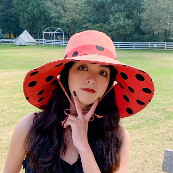 Dame Bredskygget Solhat Foldbar Slap Hat Vendbar Sum Red
