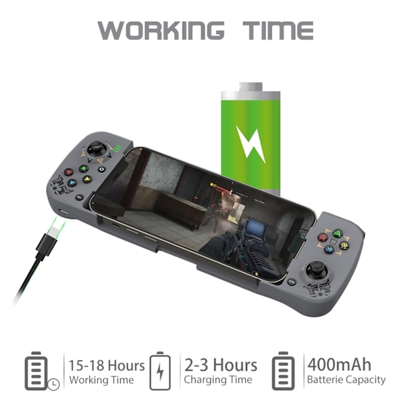 Trådlös handkontroll för Android, iPhone, Bluetooth Gamepad Joysticks för Samsung Galaxy 22/21/20, iPhone 14/14 Plus/14 Pro/14 Pro Max/13 Pro Max, COD Grey