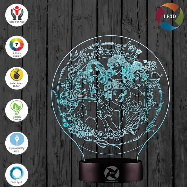 3D Optisk Illusions Natlampe - 7 LED Farveskiftende Lampe