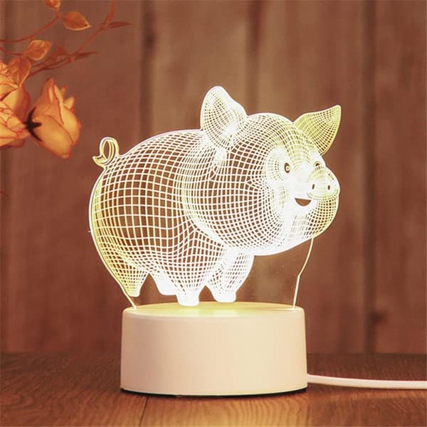 3D Lite Nattlampe, Plug-in LED-belysning for Barnerom
