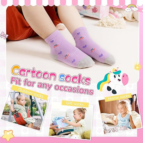 Babytyttöjen Grips-sukat Lapsille Liukumattomat Taapero Vauvat Liukumattomat Puuvillaiset Crew-sukat 12 Paria C 3-5T