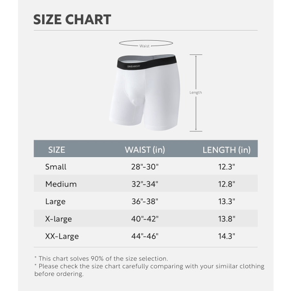 Herreundertøy ComfortSoft fukttransporterende, pustende bomullsboksershorts for menn 6-pakning White 3XL