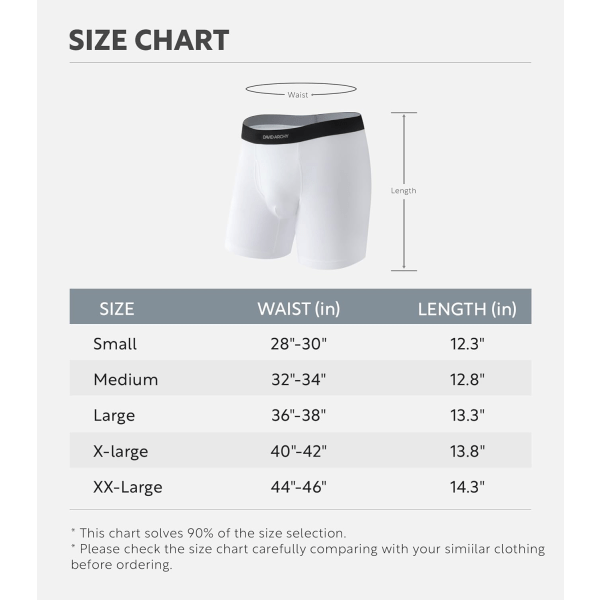 Mens Underwear ComfortSoft Fukttransporterande, Andningsbara Bomullsboxerkalsonger för Män 6-pack White M
