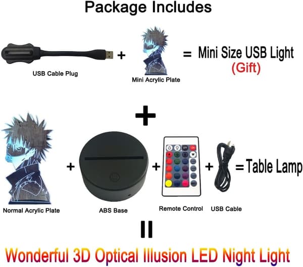 Japansk Anime Figur Lampe Dabi 3D Led Illusjon Nattlys