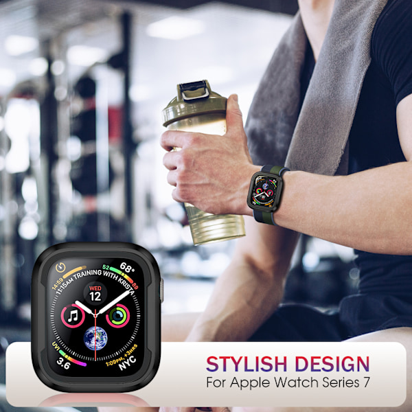 Alumiininen puskuri Metallikotelo suunniteltu Apple Watch Series 7 /8 45mm, Kestävä suojakotelo iskunkestävä TPU