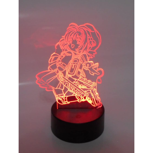 Card Captor Sakura Anime Rulleskøyte Lasergravert 3D-effekt Akryl LED Skrivebordslampe