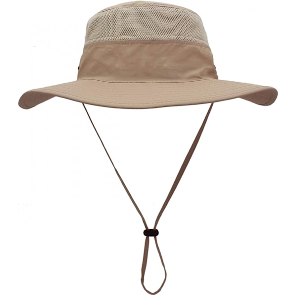 Hatt för män med solskydd UPF 50+ bred brätte hinkhatt vindtät fiske Milk Khaki