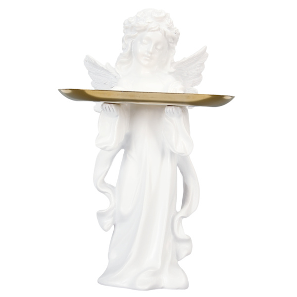Baby Angel Statue Bakke Design 11,8in Håndskåret Rige Detaljer Resin Cherub Figur til Soveværelse Kontor Cafe