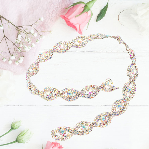 1 meter glitrende strassbåndskjede DIY-dekor 1,5 cm bredde (AB-rhinestone)