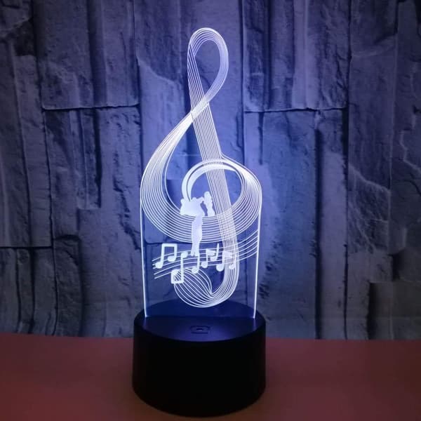 Musiknode Lampe 3D Natlampe Børnelegetøj LED Touch Bordlampe