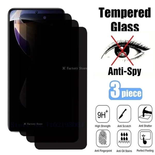 Privacy Skärmskydd för Xiaomi Redmi Note 9 Pro Anti Spy Tempered Glass