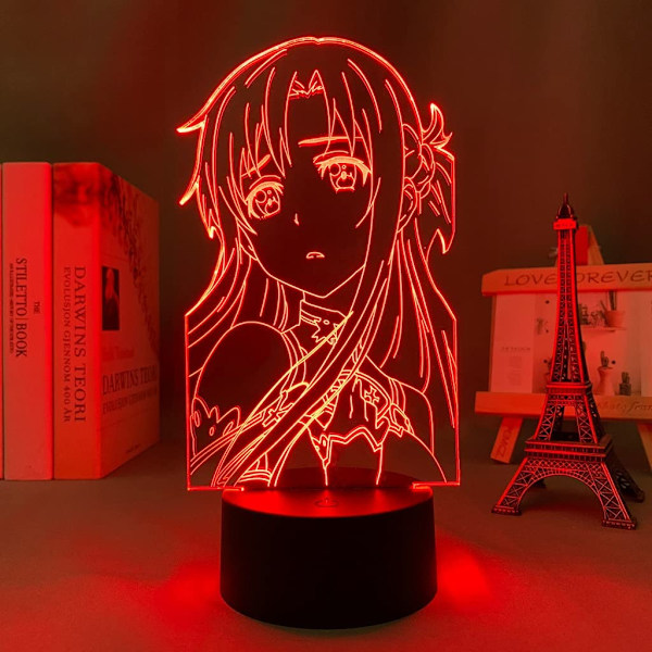 SAO Anime Figur LED-lys Søt Gutter & Jenter Jul Bursdag Feriefest Gave Kirito/Asuna/Asada Shino 3D Optisk Illusjon Bordlampe