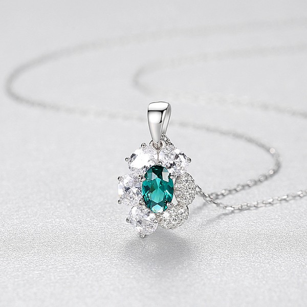 925 Sterling Silver Zircon Hänge Halsband Solrosform G