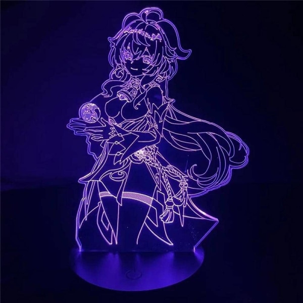 Genshin Impact Ganyu lampa Nattlampa Illusion Ljus 3D för Barn Pojkar Flickor Sovrum LED Dekoration Belysning Barn Julgåva Sängbord Färgrik Födelsedag