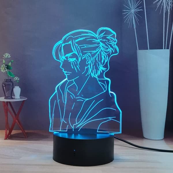 Eren Yeager Lampe, Anime Figur 3D Nattlys, Levi LED-lys