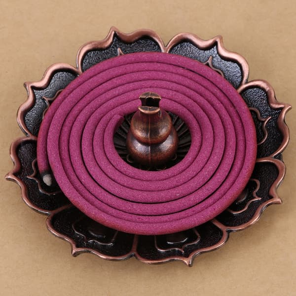 Lotusblomstformet røgelsesbrænderholder til røgelsespinde/spiraler, imitation bronze, boligindretning