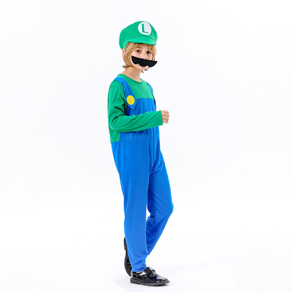 Barn Super Mario og Luigi Maskerade Kostyme Rørleggerbrødre Halloween Kostyme Green Children L