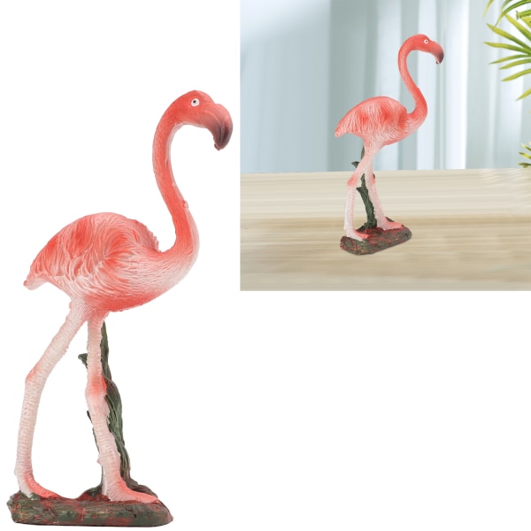 Flamingo-patsas, hartsimateriaalit, elävä, aito, vaaleanpunainen flamingo-koriste hyllyn pöytäkoristeluun